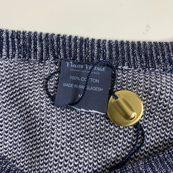 Tailor Vintage V-Neck Cotton Sweater Navy Men’s Size Medium NWOT - Picture 5 of 5